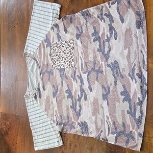 Roserock Closet Boutique Camo Cheetah And Striped T-shirt Size